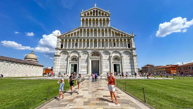Leaning Tower of Pisa and the cathedral square on a tour from Rome to Florence